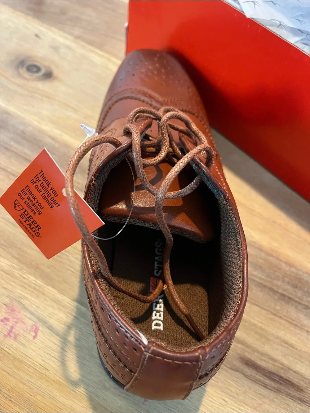 Deer Stags Boys Brown Wingtip Dress Shoes